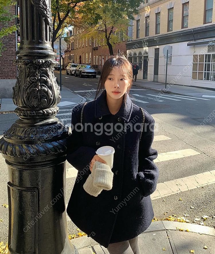 샵리즈 Leeds Clotty 알파카 하프 코트 네이비--0