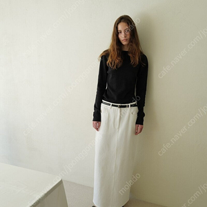 le17septembre 클레어 트윌 스커트 CLAIRE STRAIGHT TWILL SKIRT VENTED MIDI SKIRT [WHITE] 르917 le917