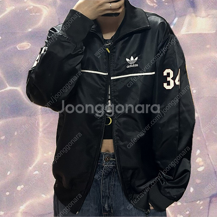 아디다스 새틴 점퍼 바시티 봄버 자켓--0