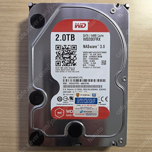 WD RED NAS 용 2T HDD 중고 판매합니다 ( WD20EFRX )