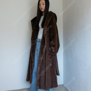 VOEF (보프) AMARA FUR HOODED LONG COAT (DARK BROWN) - 108cm