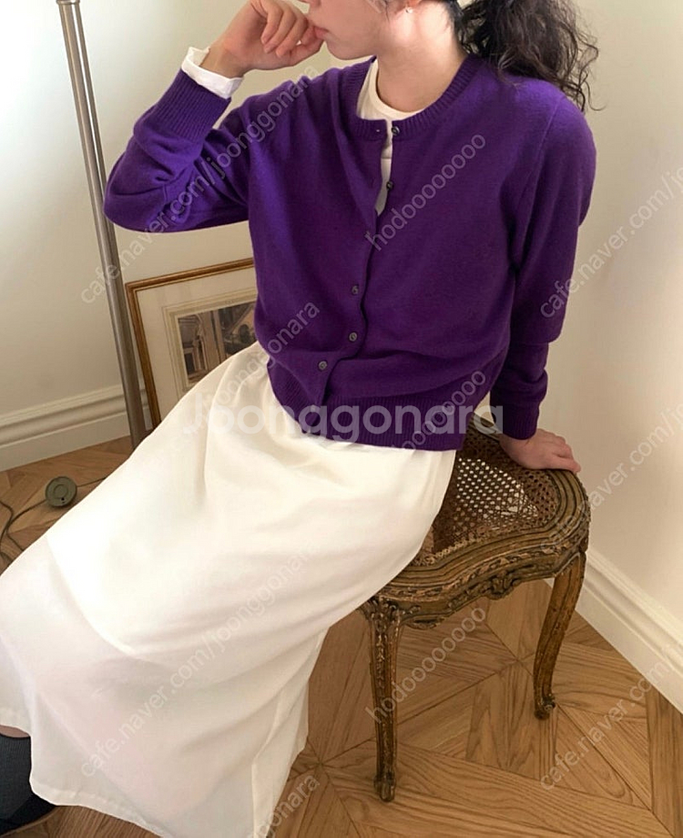 드온도 센느 울캐시미어 가디건 퍼플--0