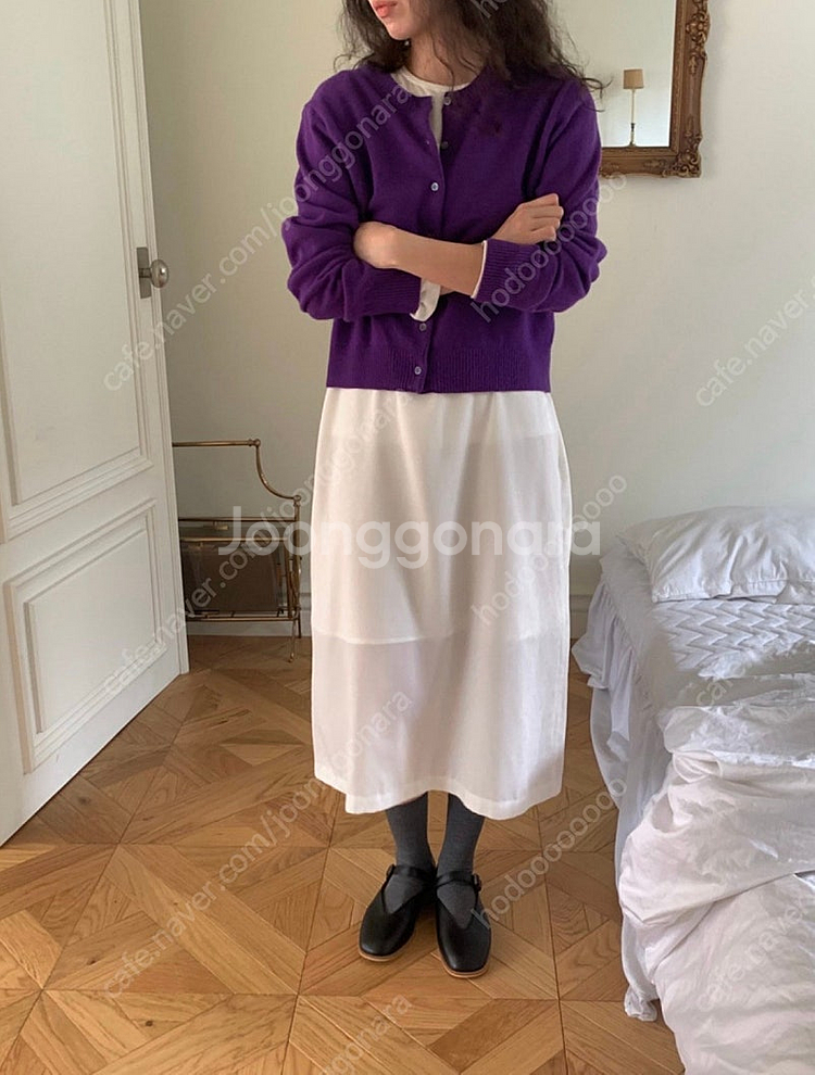 드온도 센느 울캐시미어 가디건 퍼플--1