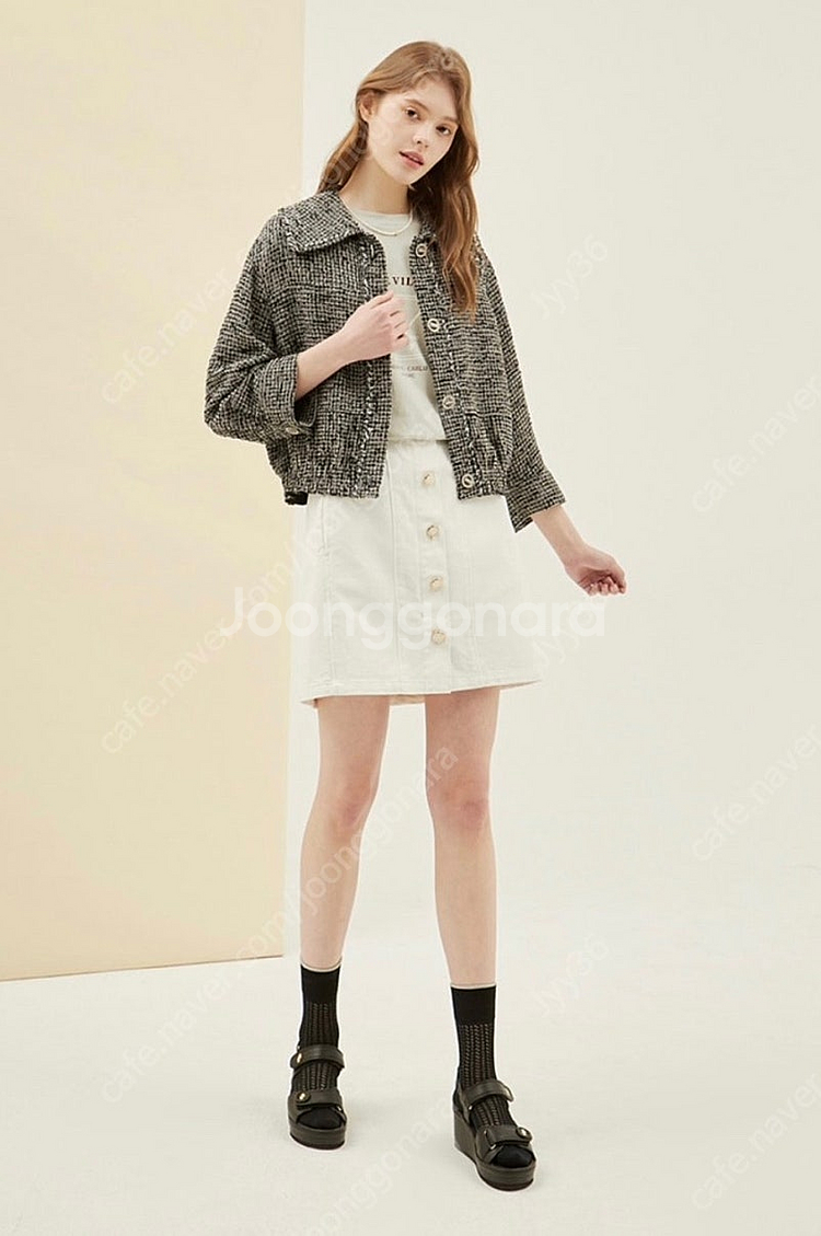 sjsj 와이드 칼라 밴딩 자켓 블랙--0