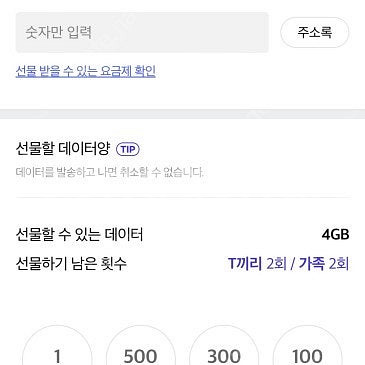 SKT 데이터 2기가 3천원--0