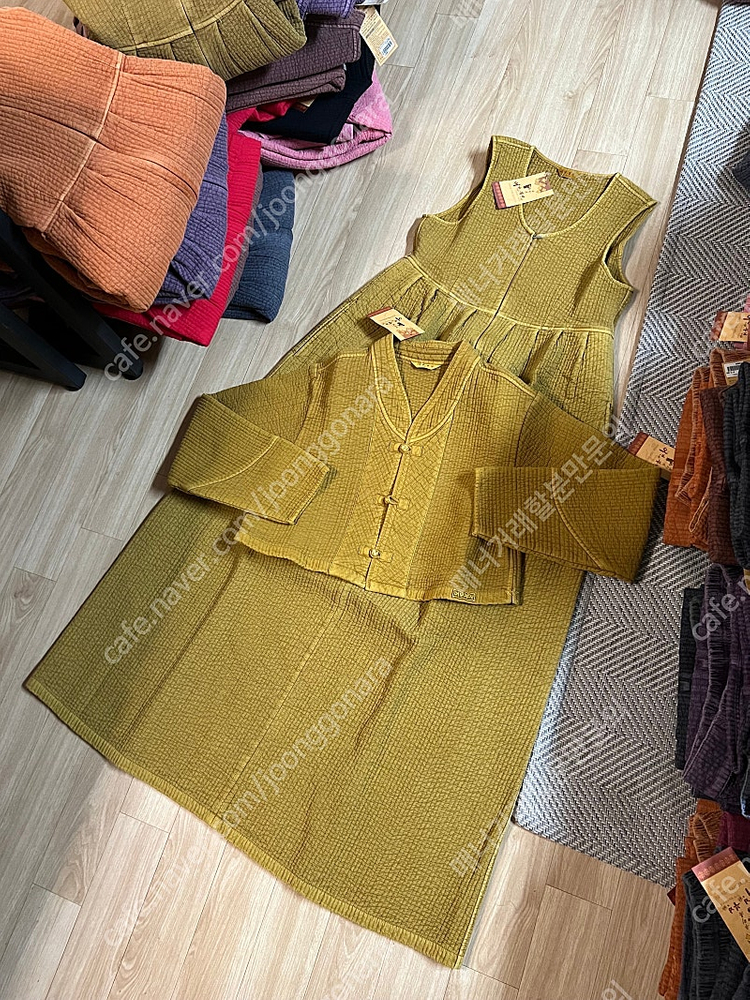 겨울 누빔 생활한복 원피스 SET 면100% (55~66 , 66~77) 사이즈 새상품 초특가--1