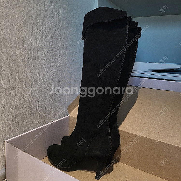스웨이드 롱부츠 새상품 블랙 245 레티첼라--8