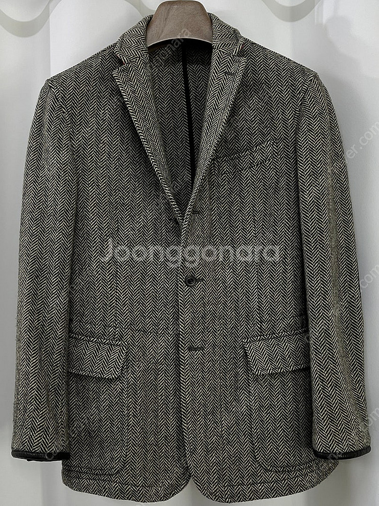 00's 폴로 랄프로렌 헤링본 레더엘보 울 헌팅자켓 R...--0