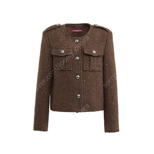 카디널레드 cardinal red 에펄렛 디테일 트위드 자켓 브라운 Epaulet detail Tweed jacket (brown) 트위드 재킷 택배비 포함