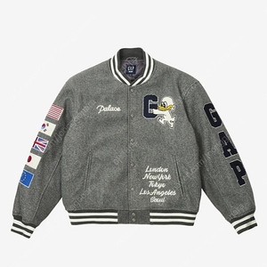 Palace x Gap Varsity Jacket Grey - 24SS