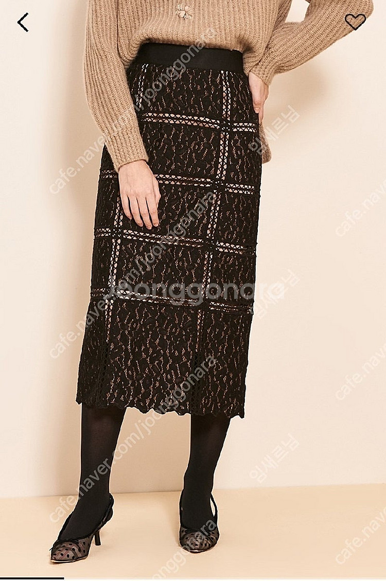 한섬 LANVIN 랑방컬렉션 레이스 스커트 롱 치마 하객룩 돌잔치--2