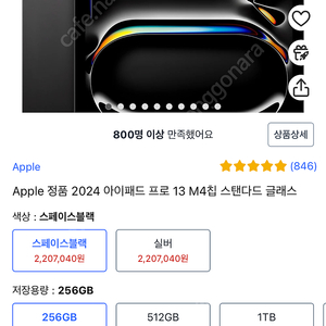 아이패드 프로 13 m4 셀룰러 256gb 스페이스블랙