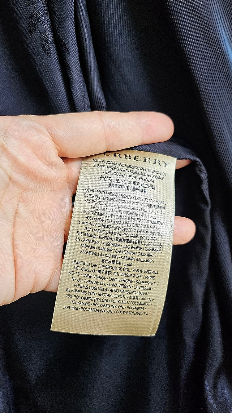 버버리 크랜스톤 여성 울 캐시미어 코트 네이비--4