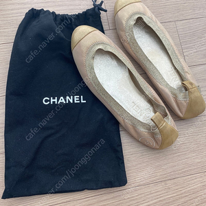 샤넬 밴딩 플렛슈즈 골드 베이지 38C 정품(245~반