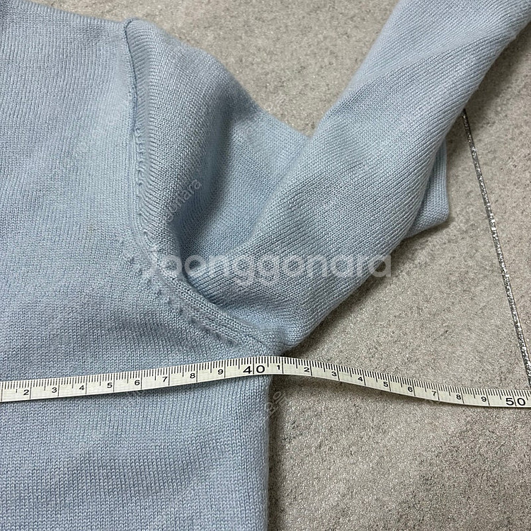 메종키츠네 가디건 니트 하늘--2