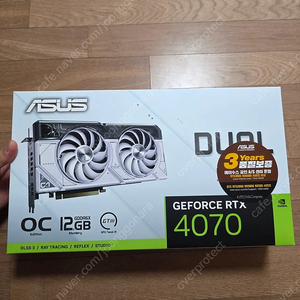 [개봉후 미사용] 아수스 ASUS DUAL 지포스 RTX 4070 O12G EVO OC D6X 12GB White 인텍앤컴퍼니 (27년3월까지 보증)