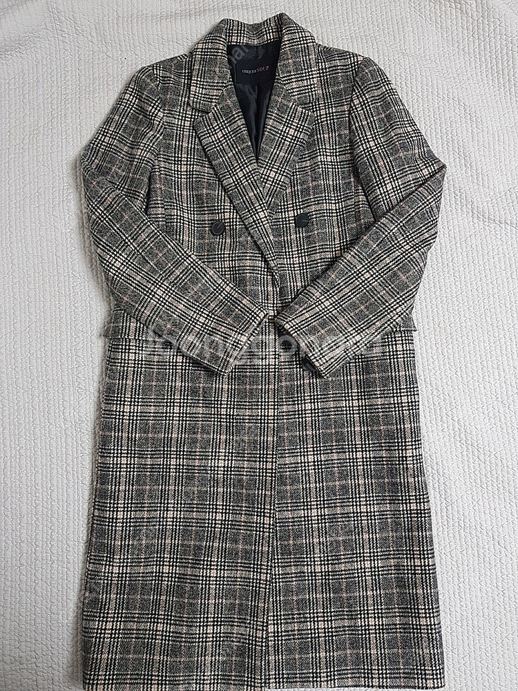 여성코트SOUP 모직혼방 체크코트 55 모직롱자켓--1