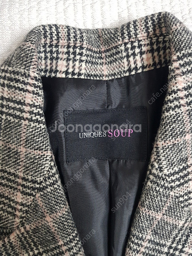 여성코트SOUP 모직혼방 체크코트 55 모직롱자켓--2