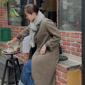 [새상품]룩캐스트 소이 울 코트 s 브라운 헤링본