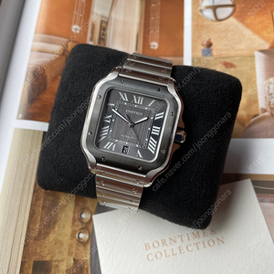 WSSA0037 산토스 신형 그레이 스틸 L 라지 ADLC 40mm 오토매틱 까르띠에 cartier