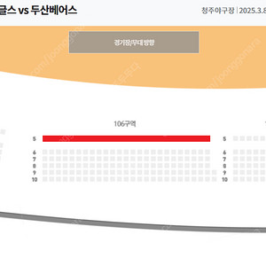 청주야구장 시범경기 3월 8일 한화 vs 두산 외야지정석 106구역 연석 티켓양