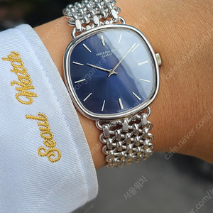 [정품] 파텍필립 골든 엘립스 쿠션 점보사이즈 청판 풀세트 미사용 (Patek Philippe Golden Ellipse Cushion Blue 18K WG NOS)