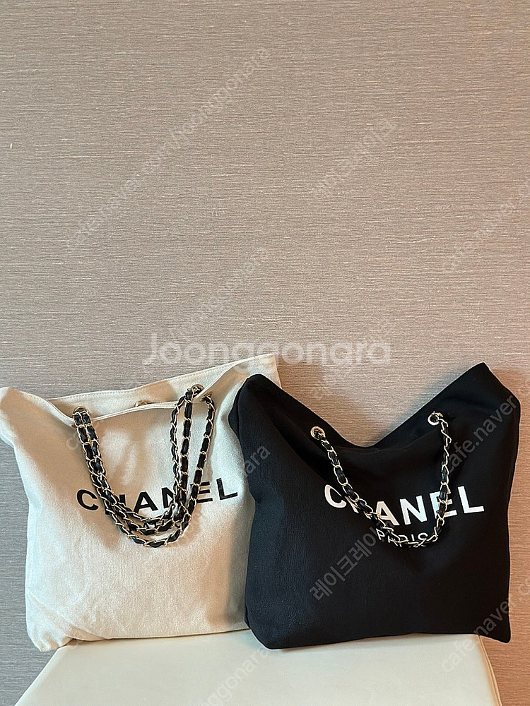 [판매 새상품]샤넬 chanel 캔버스 체인백 숄더백 블랙 & 아이보리--0