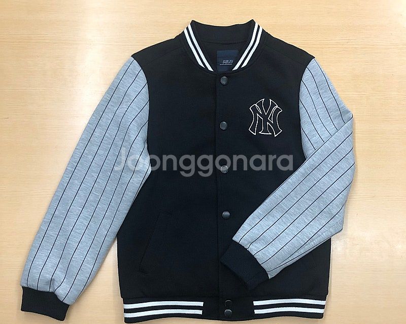 155사이즈 MLB 와펜 로고 바시티자켓 야구점퍼 블랙...--0
