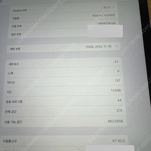 아이패드프로 11 M1 2tb 셀룰러 신품급 팝니다