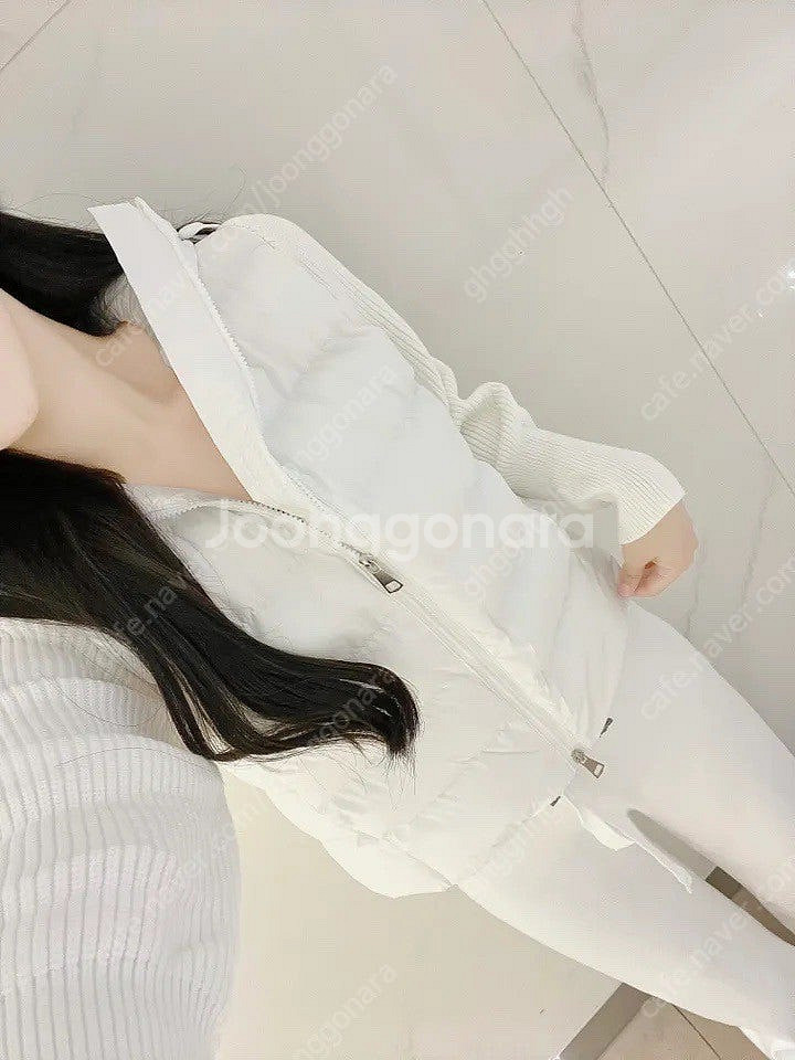 에이블리 후드 니트 패딩--0