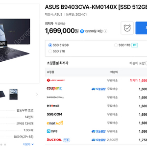 새 노트북 ASUS ExpertBook B9 (저렴하게 판매-무게 0.99kg)