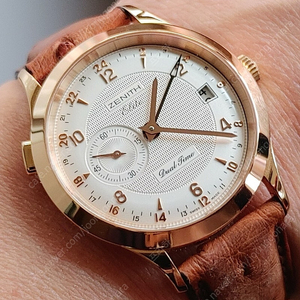 제니스 듀얼타임gmt 18k로즈골드 금통 39mm