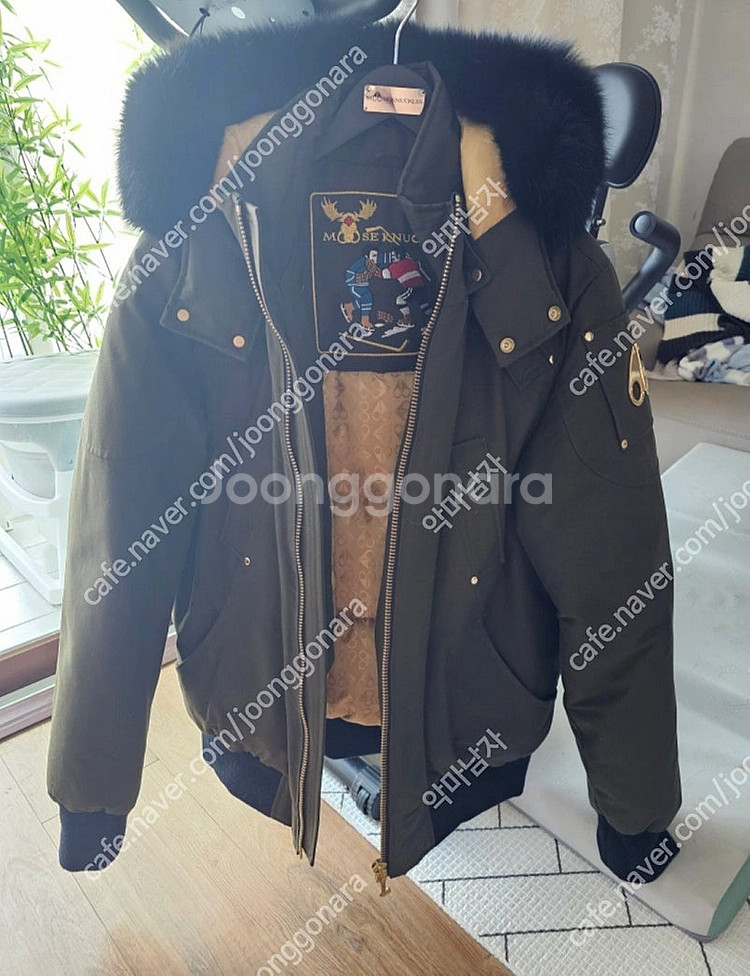 무스너클 남성 리틀 라피드 카키 블랙퍼 봄버 자켓--0