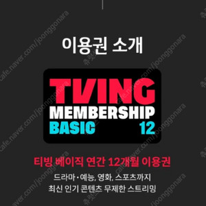 티빙 베이직 12개월 구독권 판매합니다. tving