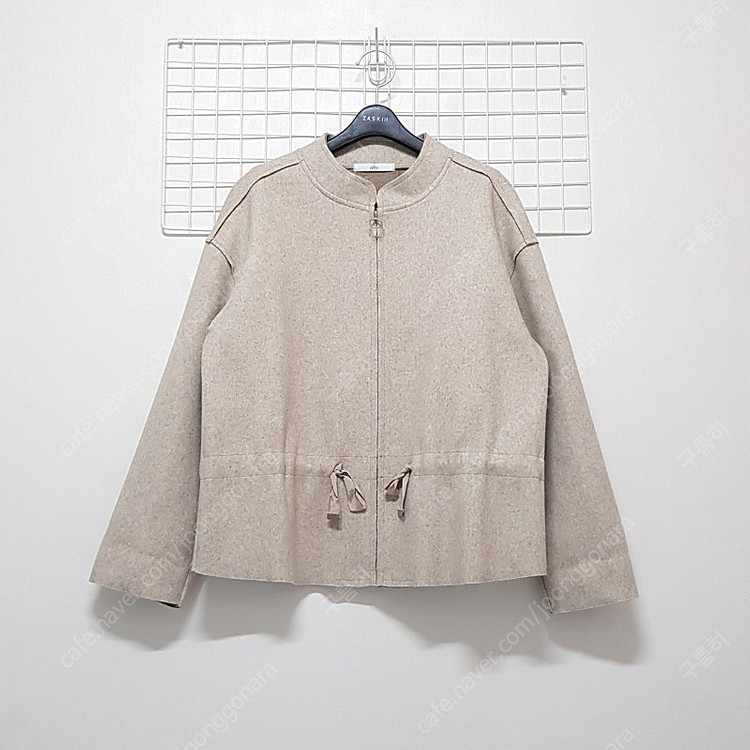 알토 노카라 스트링 집업 핸드메이드 하프 숏 반 코트 자켓 베이지 루즈핏 오버핏 프리사이즈--2