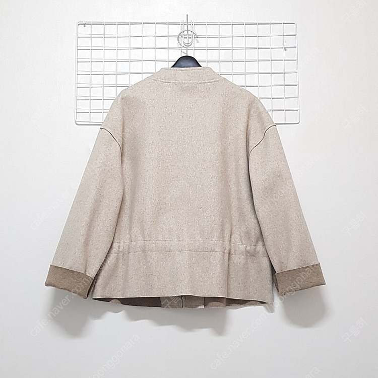 알토 노카라 스트링 집업 핸드메이드 하프 숏 반 코트 자켓 베이지 루즈핏 오버핏 프리사이즈--3