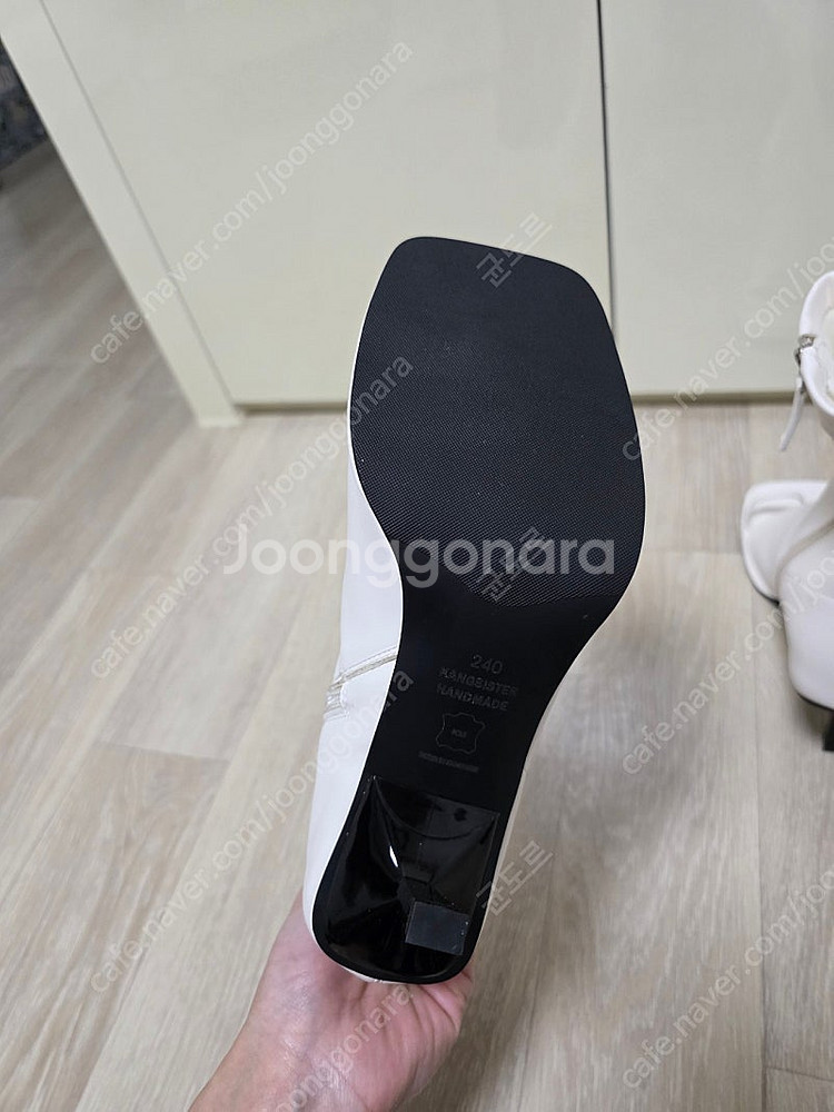 강자매 오픈토링 앵클부츠 아이보리 240mm--3