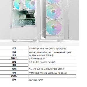 [ *부가세 포함가* 69만원! ] RTX3050 화이트 조립컴 신품 조립 판매!!