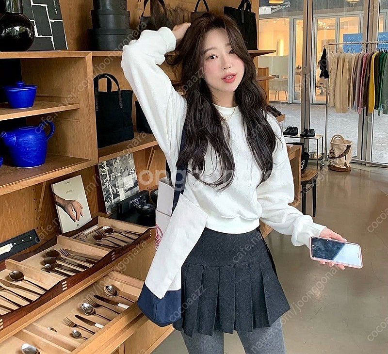 샵 시예 조이 플리츠 스커트 챠콜 M--1