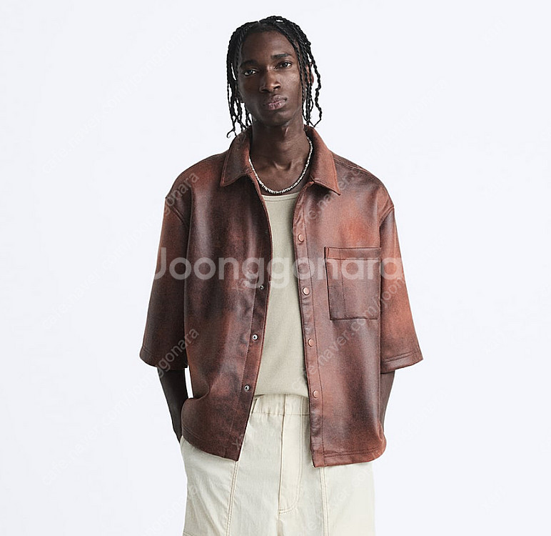 새상품) 자라(zara) - 워시드 이펙트 오버셔츠 M--3