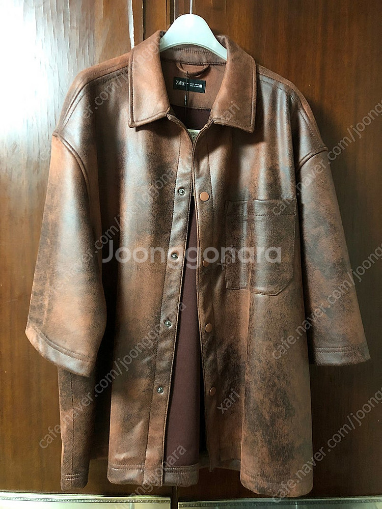 새상품) 자라(zara) - 워시드 이펙트 오버셔츠 M--4