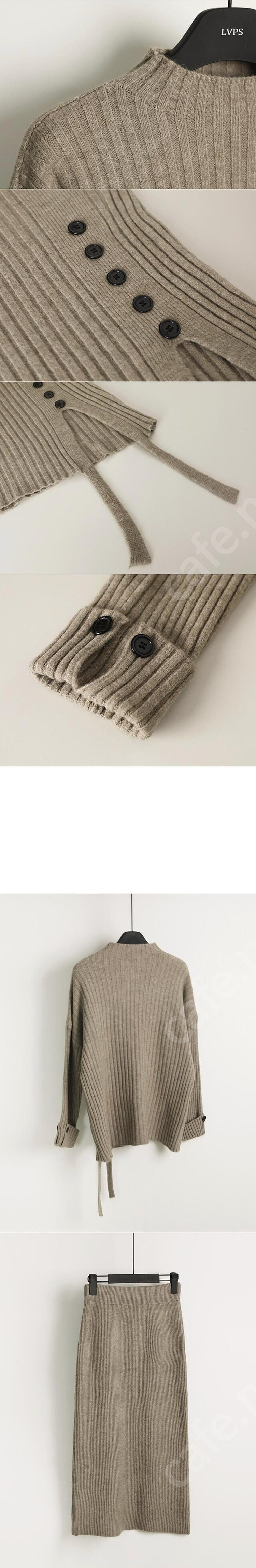 러브패리스 로무드 버튼 울 투피스 (그레이지 새제품)--5