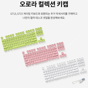 로지텍 G713 / G715 키보드 전용 키캡+탑 플레이트 커버 미개봉품 새상품 (그린,핑크)