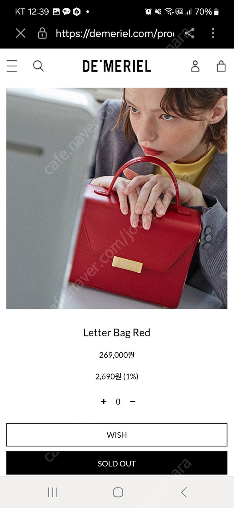 드메리엘 레터백 레드 가방--5