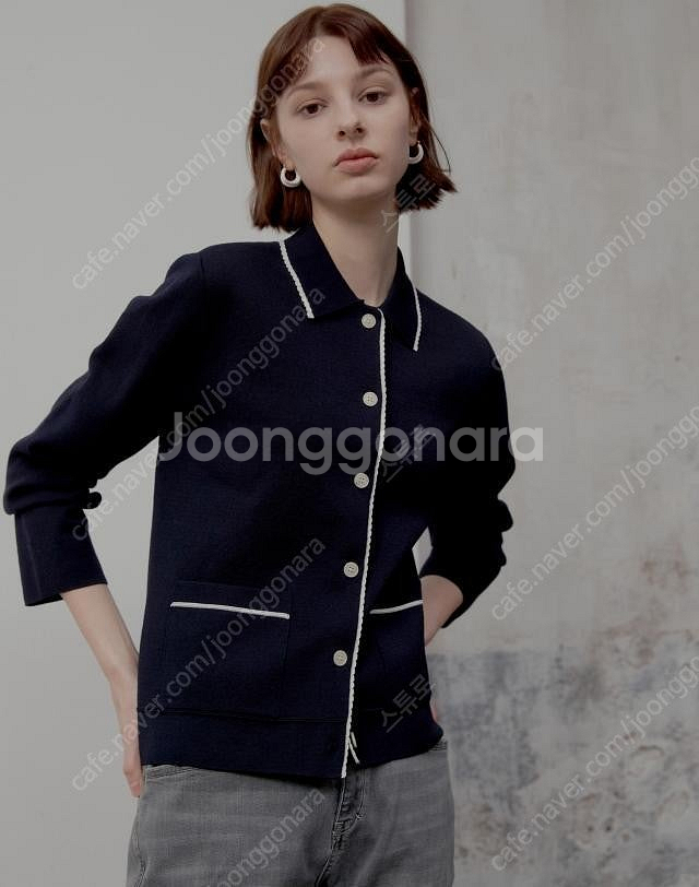 헤지스레이디스 라인배색 면혼방 가디건 HSSW1A102N2--0