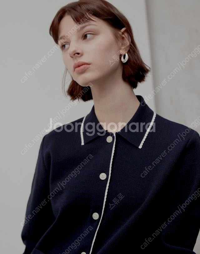 헤지스레이디스 라인배색 면혼방 가디건 HSSW1A102N2--1