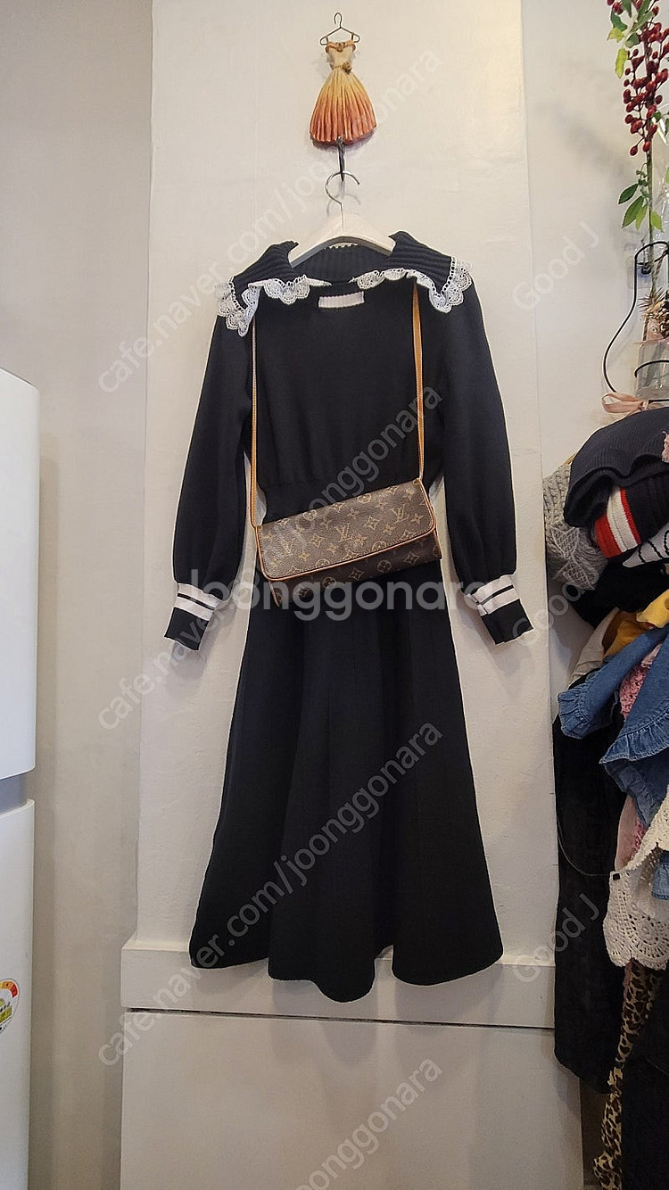 샤틴 레이스 쎄일러 벌룬 니트 원피스--1