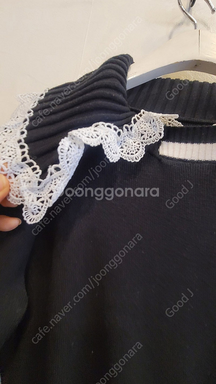 샤틴 레이스 쎄일러 벌룬 니트 원피스--3