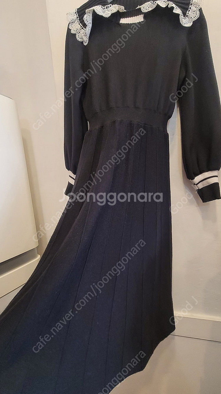 샤틴 레이스 쎄일러 벌룬 니트 원피스--4