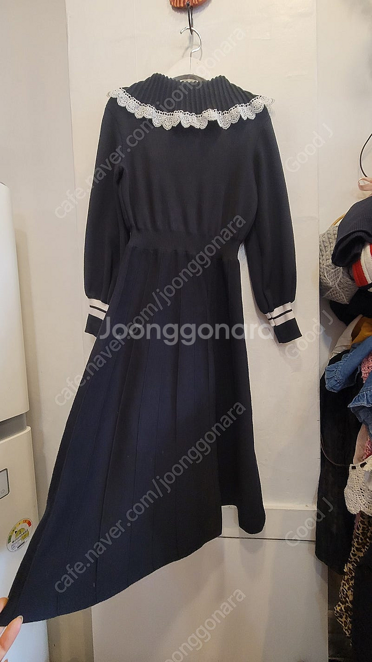 샤틴 레이스 쎄일러 벌룬 니트 원피스--6